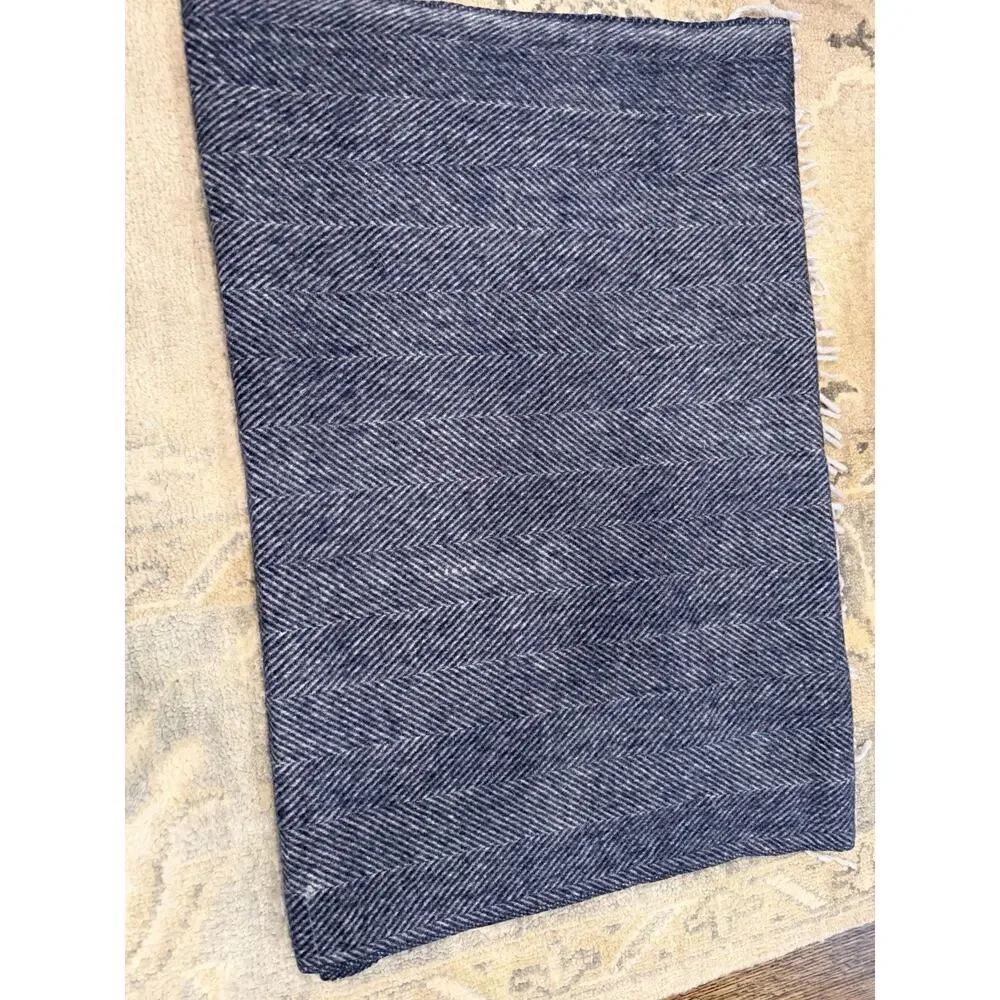 The Tartan Blanket Company Recycled Wool Blanket Navy Herringbone 57x75